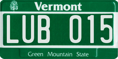 VT license plate LUB015