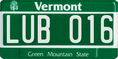 VT license plate LUB016