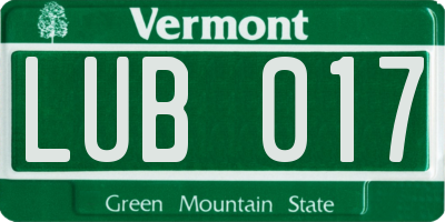 VT license plate LUB017