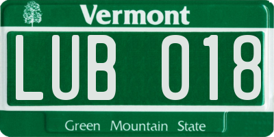 VT license plate LUB018