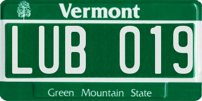 VT license plate LUB019