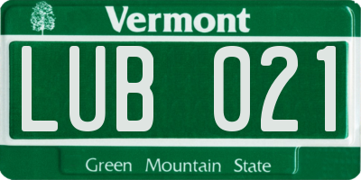 VT license plate LUB021