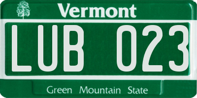 VT license plate LUB023