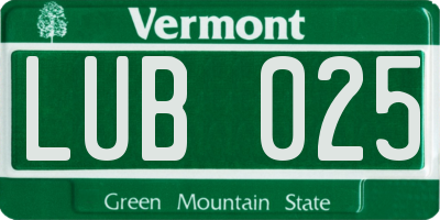 VT license plate LUB025