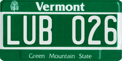 VT license plate LUB026