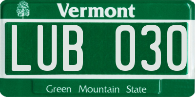 VT license plate LUB030