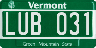 VT license plate LUB031