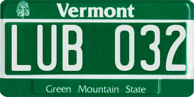 VT license plate LUB032