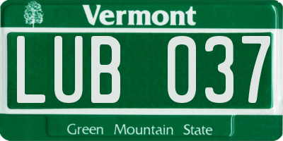 VT license plate LUB037