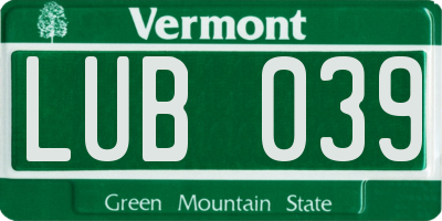 VT license plate LUB039