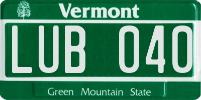 VT license plate LUB040