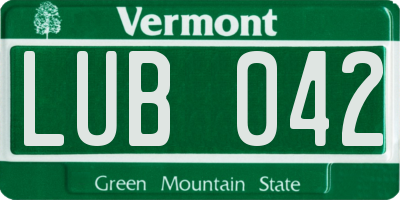 VT license plate LUB042