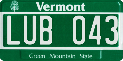 VT license plate LUB043