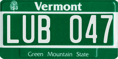 VT license plate LUB047