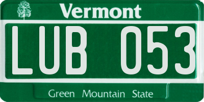 VT license plate LUB053