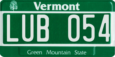 VT license plate LUB054