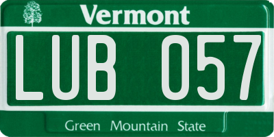 VT license plate LUB057