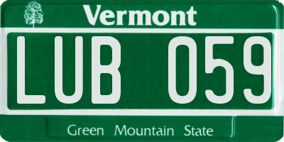 VT license plate LUB059