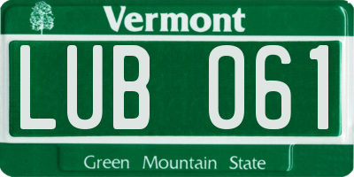 VT license plate LUB061