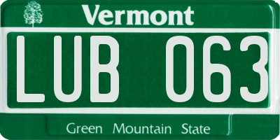 VT license plate LUB063