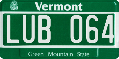 VT license plate LUB064