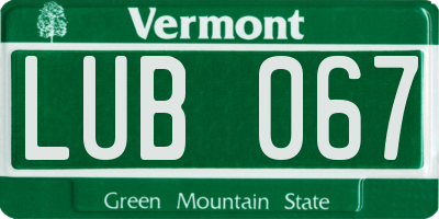 VT license plate LUB067