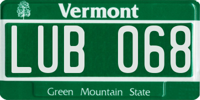 VT license plate LUB068
