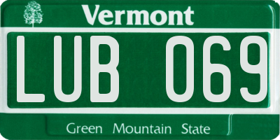 VT license plate LUB069