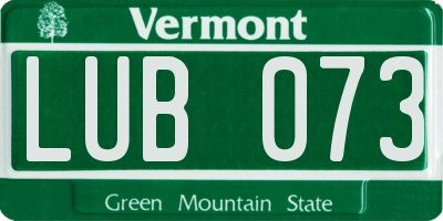 VT license plate LUB073