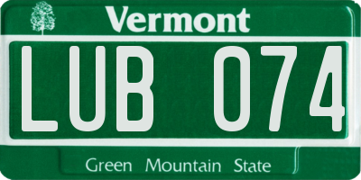 VT license plate LUB074