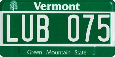 VT license plate LUB075