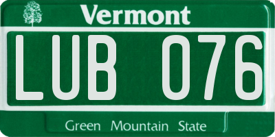 VT license plate LUB076