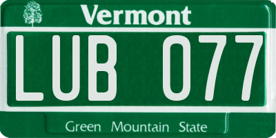VT license plate LUB077