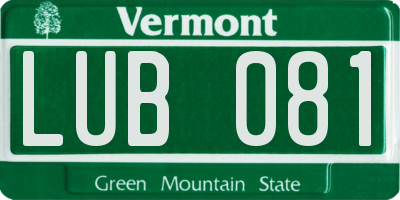 VT license plate LUB081
