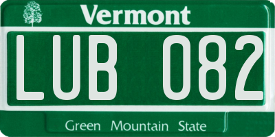 VT license plate LUB082