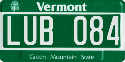 VT license plate LUB084
