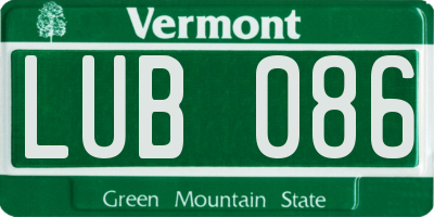VT license plate LUB086