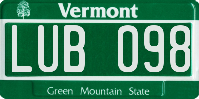 VT license plate LUB098