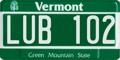 VT license plate LUB102