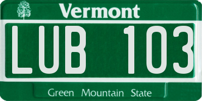 VT license plate LUB103