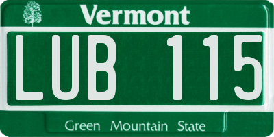 VT license plate LUB115