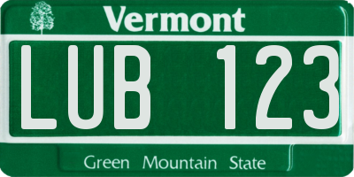VT license plate LUB123