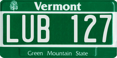 VT license plate LUB127