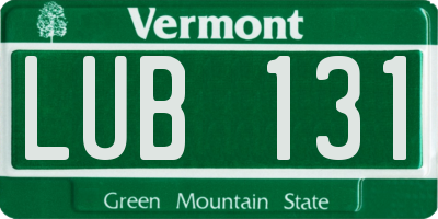 VT license plate LUB131