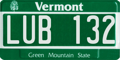 VT license plate LUB132