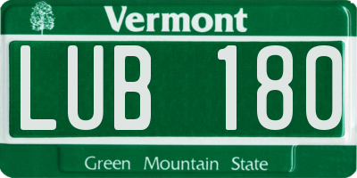 VT license plate LUB180