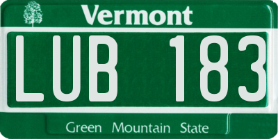 VT license plate LUB183