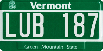 VT license plate LUB187