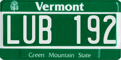 VT license plate LUB192
