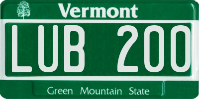 VT license plate LUB200